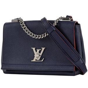 Louis Vuitton Lockme 2 BB Chain Handbag Diagonal Hanging Leather Marine Rouge